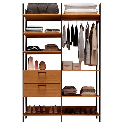 Closet Tw403  2 Gavetas 8 Prateleiras 100% Mdf Freijó/Preto Fosco - Dalla Costa