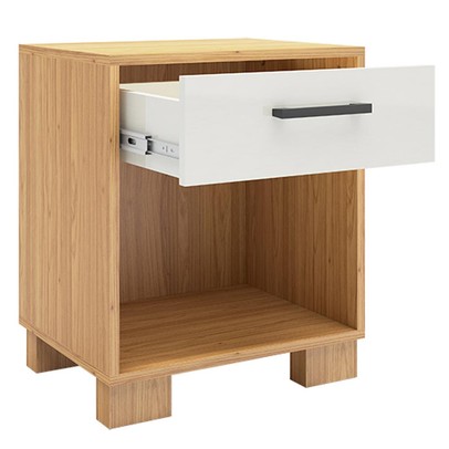 Mesa de Cabeceira 1 Gaveta 100% Mdf W343 Freijó/Off White - Dalla Costa