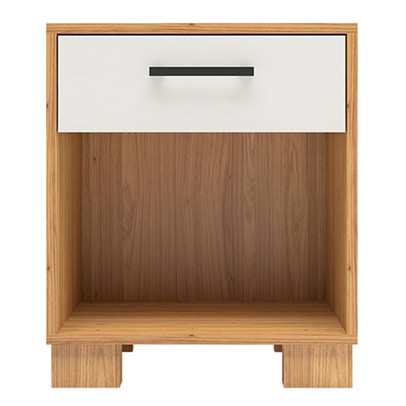 Mesa de Cabeceira 1 Gaveta 100% Mdf W343 Freijó/Off White - Dalla Costa
