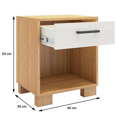 Mesa de Cabeceira 1 Gaveta 100% Mdf W343 Freijó/Off White - Dalla Costa