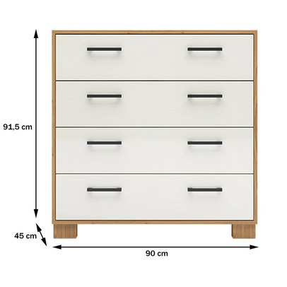 Cômoda 4 Gavetas 100% Mdf W344 Freijó/Off White - Dalla Costa