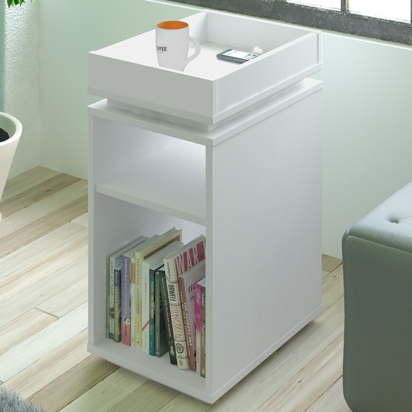 Mesa de Canto Olivia 3 Nichos Branco - Artely