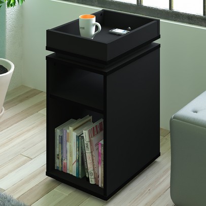 Mesa de Canto Olivia 3 Nichos Preto - Artely