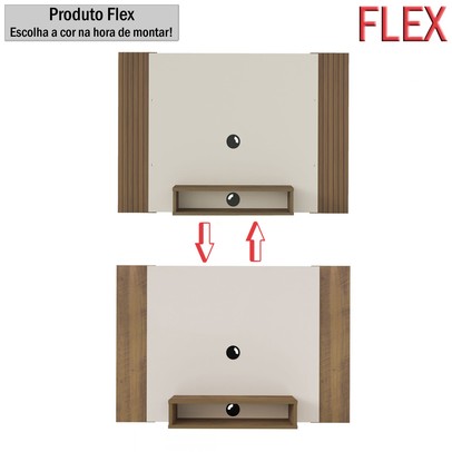 Painel para TV Até 42 Polegadas Cine Flex C/ Suporte para TV Off White/Pinho/Ripado - Artely