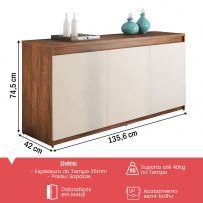 Balcão Buffet 3 Portas Camaro Cedro/Off White - Viero Móveis
