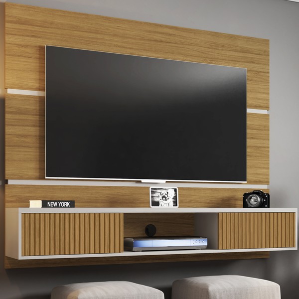Painel para TV Até 60 Polegadas 2 Portas âmbar Cinamomo/Off White - Móveis Bechara