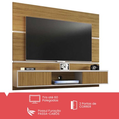 Painel para TV Até 60 Polegadas 2 Portas âmbar Cinamomo/Off White - Móveis Bechara