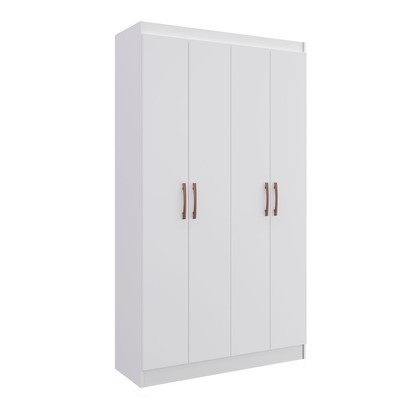 Guarda-Roupa Solteiro 4 Portas Lyon 8 Prateleiras 40468 Branco - Pnr Móveis