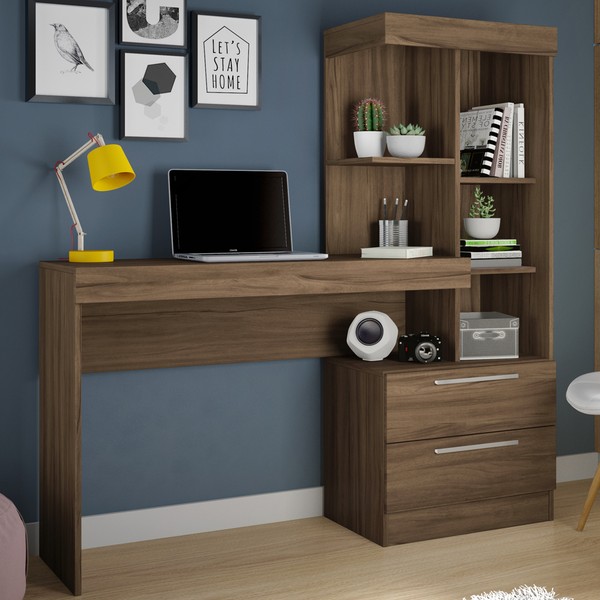 Mesa para Computador 2 Gavetas Nt2010 Nogal Trend - Notavel