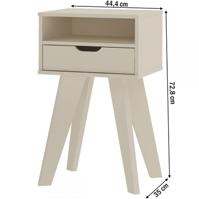 Mesa de Canto/Cabeceira Vip com Nicho 1 Gaveta Off White - Artely