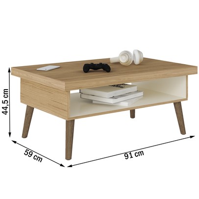 Mesa de Centro Lucca com Nicho Carvalho/Off White - Artely