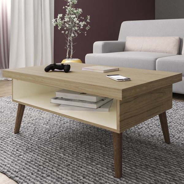 Mesa de Centro Lucca com Nicho Carvalho/Off White - Artely