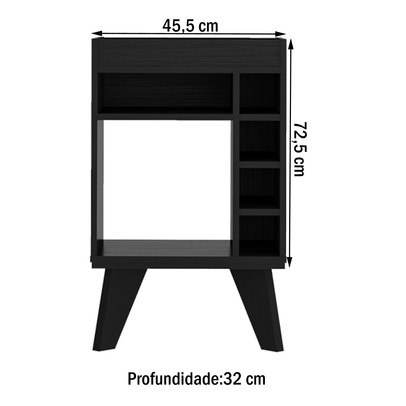 Bar Adega Drink com Nichos Preto - Artely