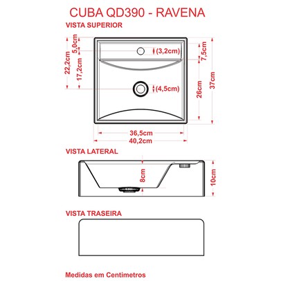 Cuba para Banheiro Quadrada Branco Q39 - Compace