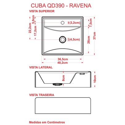 Cuba para Banheiro Quadrada Azul Escuro Q39 - Compace
