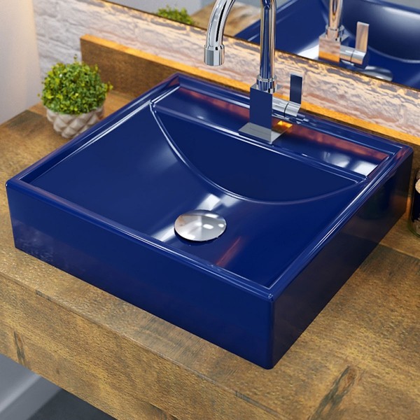 Cuba para Banheiro Quadrada Azul Escuro Q39 - Compace