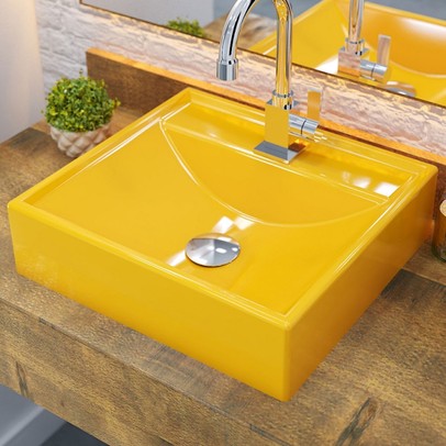 Cuba para Banheiro Quadrada Amarelo Q39 - Compace