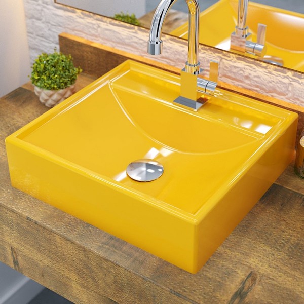 Cuba para Banheiro Quadrada Amarelo Q39 - Compace