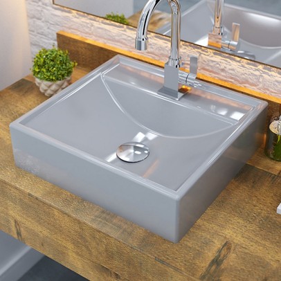 Cuba para Banheiro Quadrada Cinza Q39 - Compace