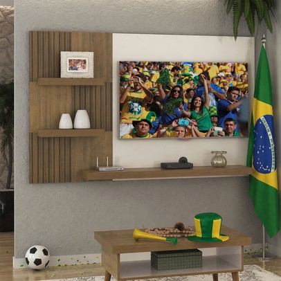 Painel para TV Até 50 Polegadas Chess Pinho Ripado/Off White - Artely