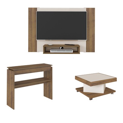 Sala de Estar Completa Cine para TV Até 40 Polegadas Pinho/Off White - Artely