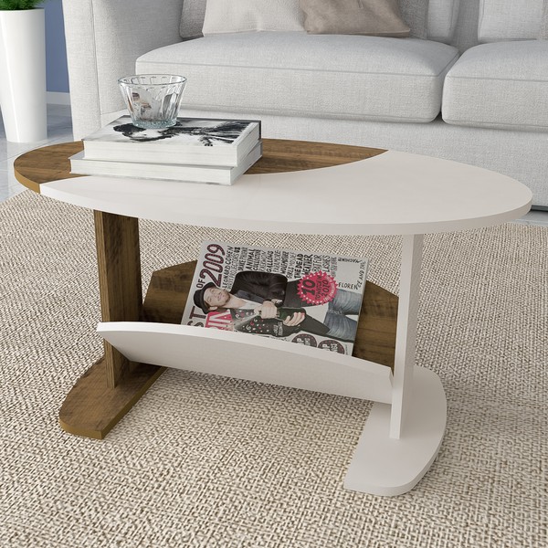 Mesa de Centro Isis com Nicho Pinho/Off White - Artely
