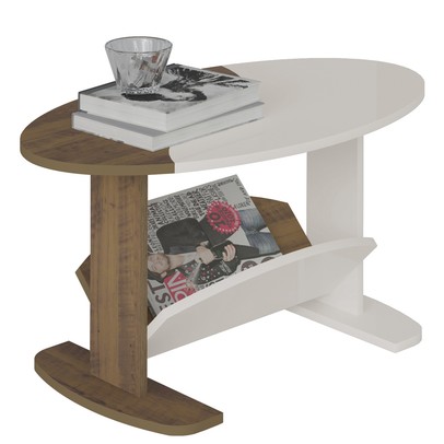 Mesa de Centro Isis com Nicho Pinho/Off White - Artely