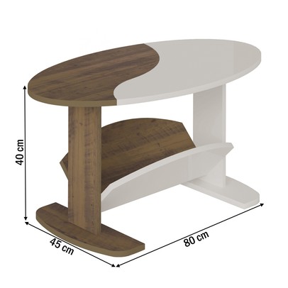 Mesa de Centro Isis com Nicho Pinho/Off White - Artely