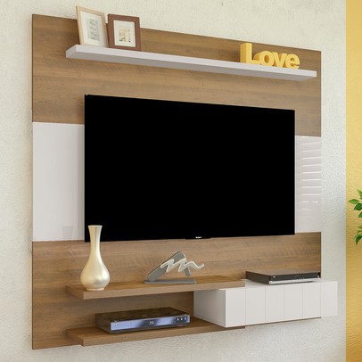 Painel para TV Até 50 Polegadas 1 Porta Monza Pinho/Off White C/ Suporte para TV - Artely