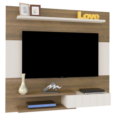 Painel para TV Até 50 Polegadas 1 Porta Monza Pinho/Off White C/ Suporte para TV - Artely