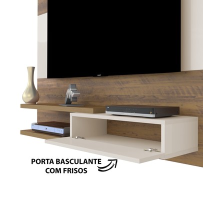 Painel para TV Até 50 Polegadas 1 Porta Monza Pinho/Off White C/ Suporte para TV - Artely