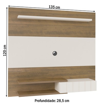 Painel para TV Até 50 Polegadas 1 Porta Monza Pinho/Off White C/ Suporte para TV - Artely