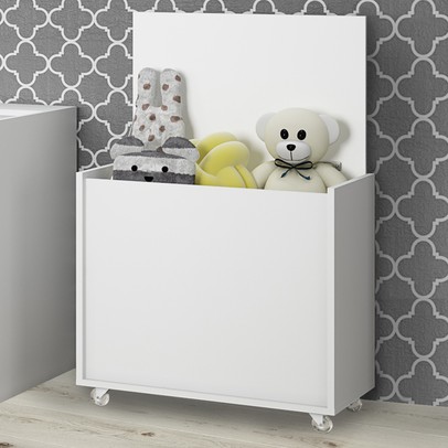 Baú de Brinquedos com Rodízio Kd1635 Branco - Quiditá Móveis