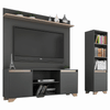 Sala de Estar Completa para TV Até 48 Polegadas Benevello 3 Portas Preto/Marrom - Quiditá Móveis