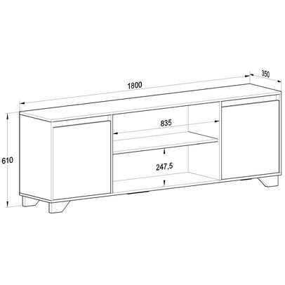 Sala de Estar Completa para TV Até 55 Polegadas Benevello 3 Portas Branco/Siena 2042 - Quiditá Móveis
