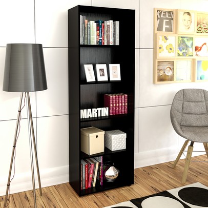 Estante para Livros Multy 4 Prateleiras Preto - Artely