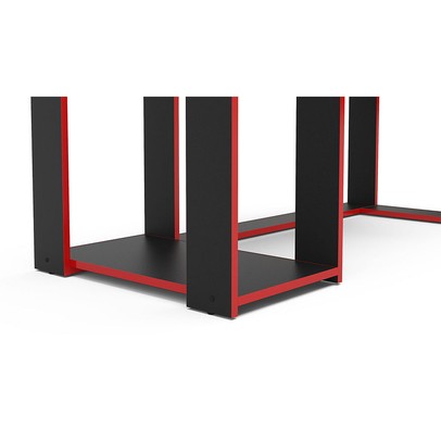 Mesa Gamer Singapura Ideal para 2 Monitores Preto/Vermelho - Politorno