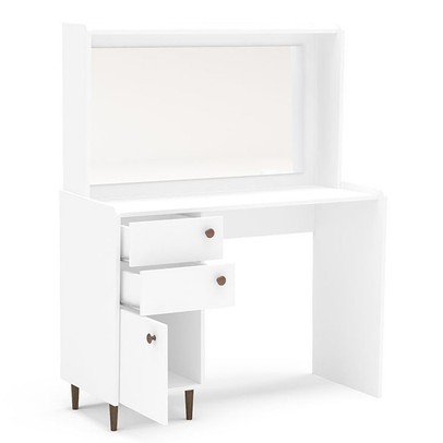 Penteadeira Luisiana 1 Porta 2 Gavetas com Espelho Branco - Politorno