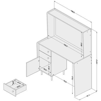 Penteadeira Luisiana 1 Porta 2 Gavetas com Espelho Branco - Politorno