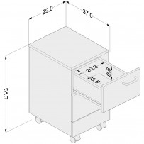 Gaveteiro com Rodízios Osaka 2 Gavetas Branco - Politorno