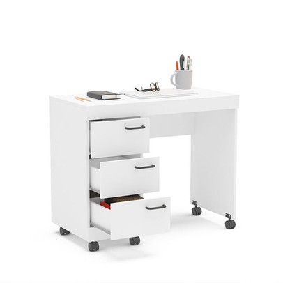 Mesa para Computador 3 Gavetas Osaka Branco - Politorno