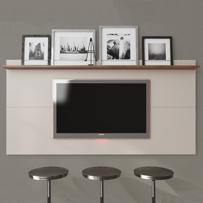 Painel para TV Até 50 Polegadas Jhon Off White/Seda - Viero Móveis