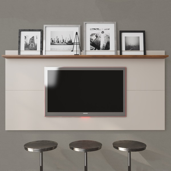Painel para TV Até 50 Polegadas Jhon Off White/Seda - Viero Móveis