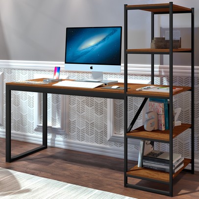 Mesa para Computador Innovare 4 Prateleiras Preto/Canela - Art Panta