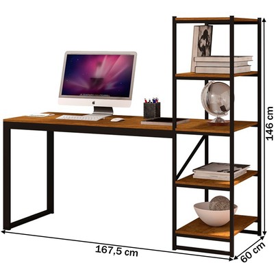 Mesa para Computador Innovare 4 Prateleiras Preto/Canela - Art Panta