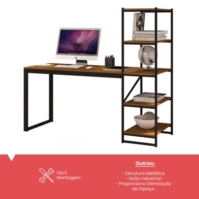 Mesa para Computador Innovare 4 Prateleiras Preto/Canela - Art Panta