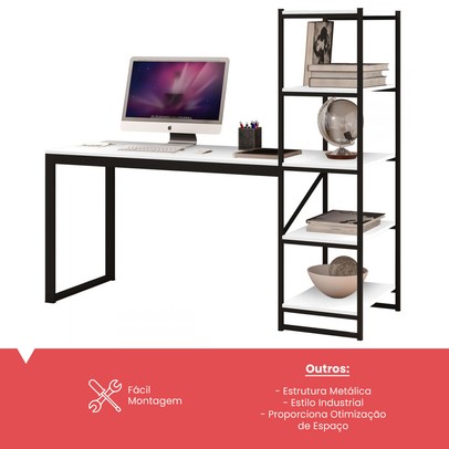 Mesa para Computador Innovare 4 Prateleiras Preto/Branco - Art Panta