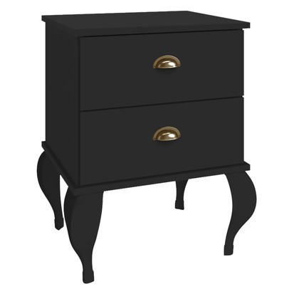 Mesa de Cabeceira 2 Gavetas Clássico 4001 Preto - Móvel Bento