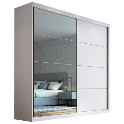 Guarda-Roupa Casal Star 2 Portas com Espelho 100% Mdf Branco - Mambel