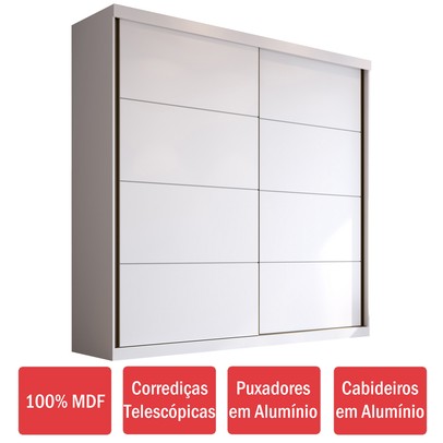 Guarda-Roupa Casal Prime 2 Portas 4 Gavetas 100% Mdf Branco - Manbel